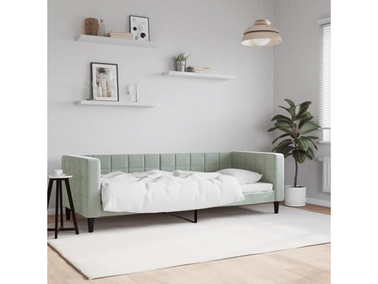 Gray Velvet Bed, 80 x 200 cm