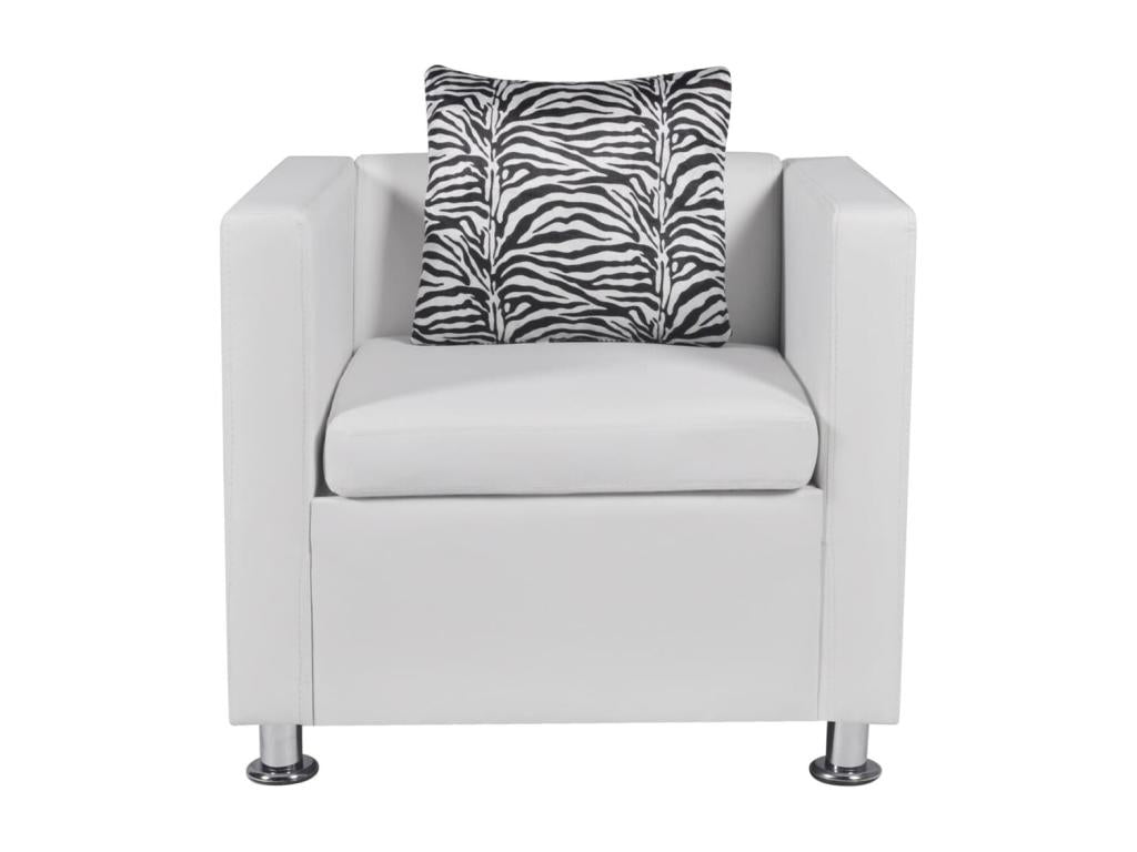 White Faux Leather Accent Chair