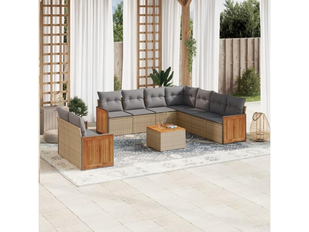 Beige Woven Resin Wicker Outdoor Furniture Set - dlz1766461167636