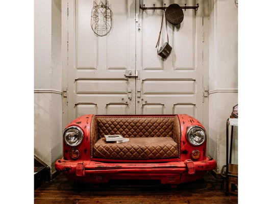 Red Metal Sofa, 157 x 68 x 68 cm