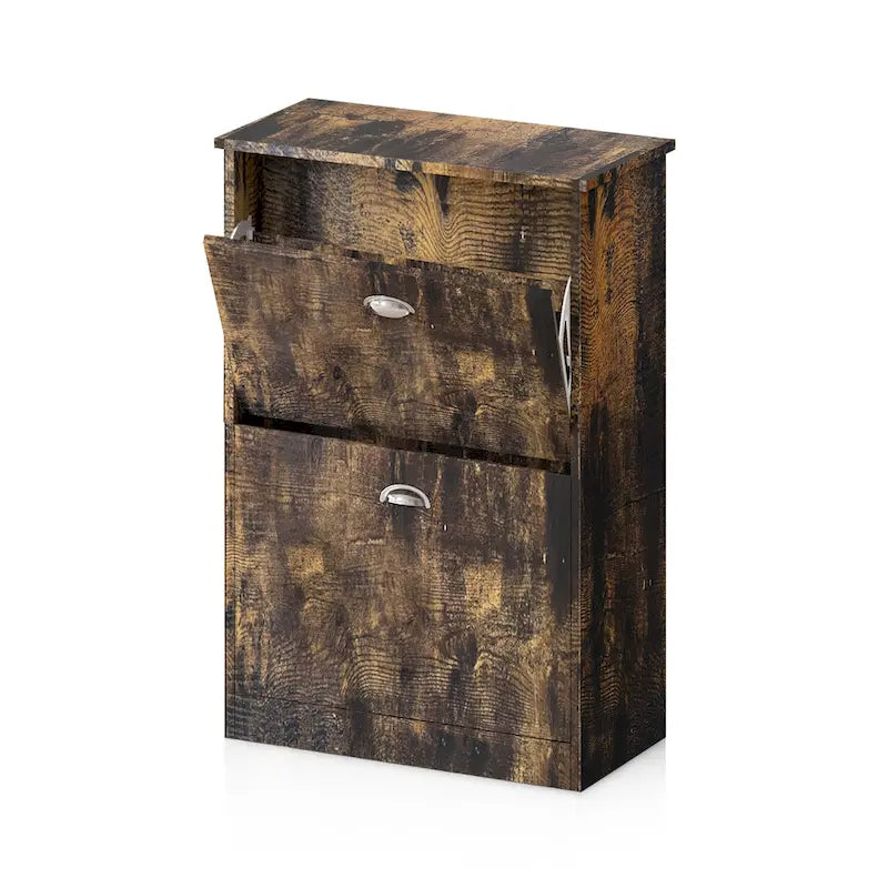 Shoe Cabinet,Hidden Slim Narrow Shoe Rack Cabinet with 2 Drawers for Entryway, Foyer,Hallway,Bedroom,Original Wood Color