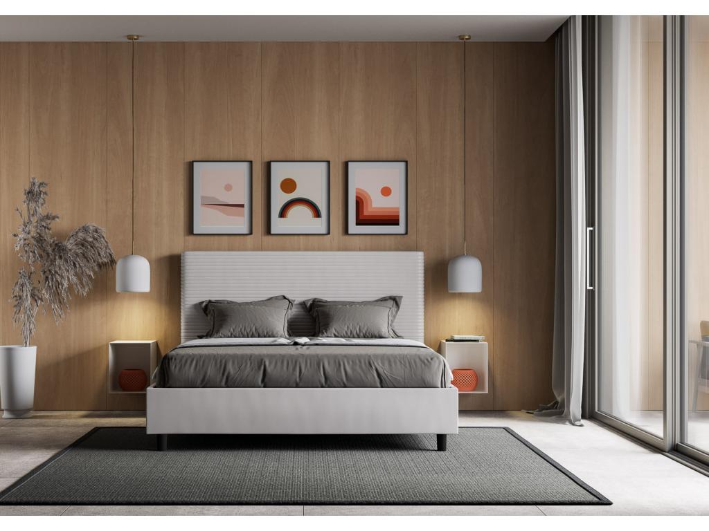 White Faux Leather Bed, 160 x 200 cm