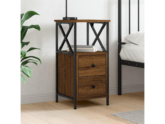 Brown Engineered Wood Table, 34 x 35.5 x 70 cm