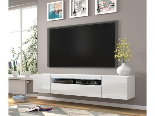 White TV Stand, 200 x 37 x 42 cm