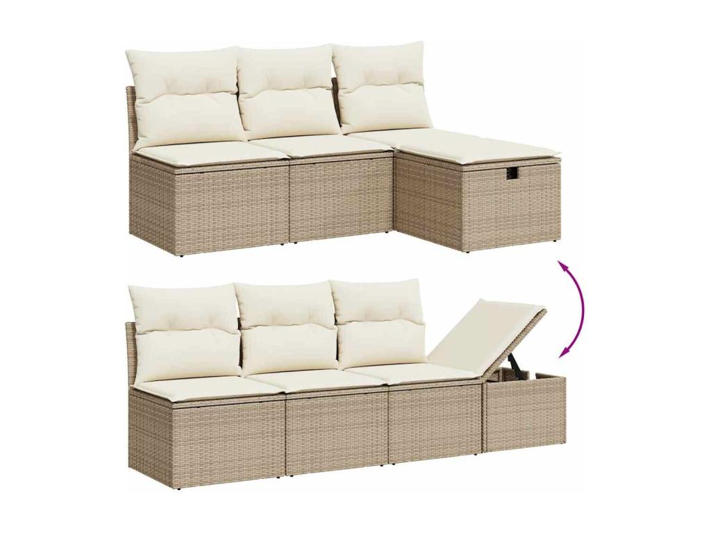 Beige Woven Resin Wicker Outdoor Furniture Set - dlz1766461358356