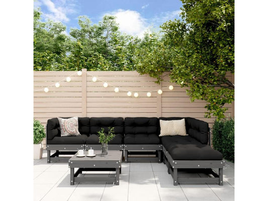 Gray Pine Wood Outdoor Furniture Set - dlz1766461737124