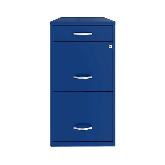 Space Solutions 18 Deep 3 Drawer Metal File Cabinet, Classic Blue