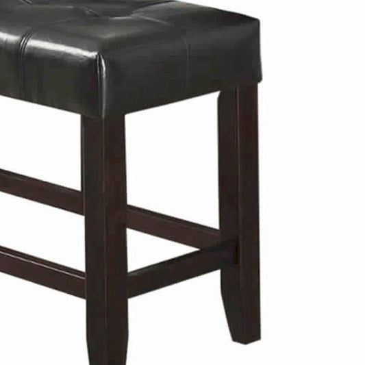 Wood Based High Bench with Tufted Seat Black and Brown