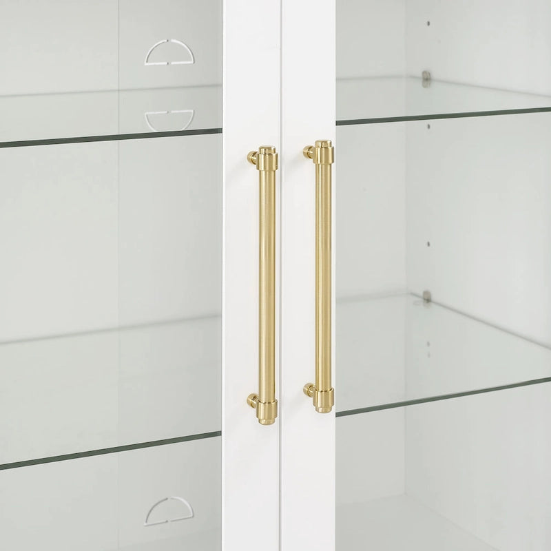 Crosley Roarke Pantry Storage Cabinet With Glass Door Hutch