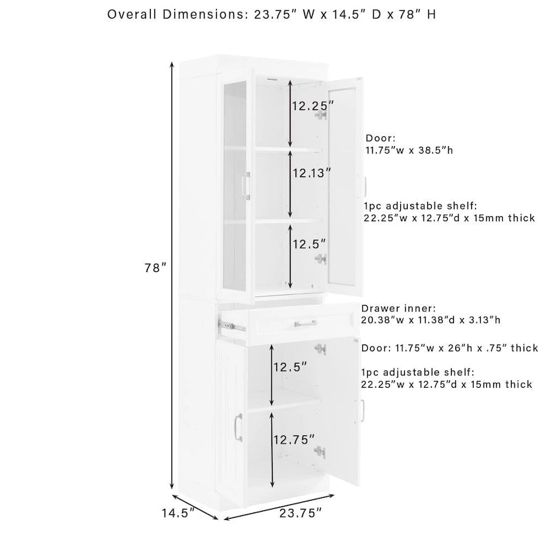 Crosley Stanton Glass Door Kitchen Storage Pantry Cabinet