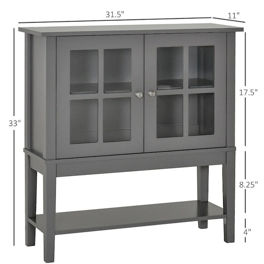 Buffet Cabinet with Adjustable Inner Shelving and Glass Doors - N/A