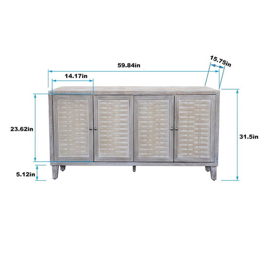 Accent Cabinet 4 Door Wooden Cabinet Sideboard Buffet Storage Cabinet