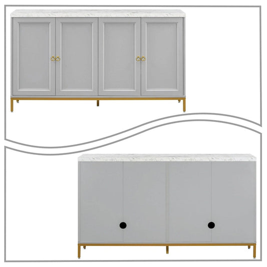 Elegant Stylish Wooden Sideboard, Top with Faux Marble Stickers