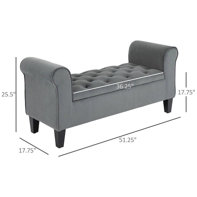 Button-Tufted Storage Ottoman Bench