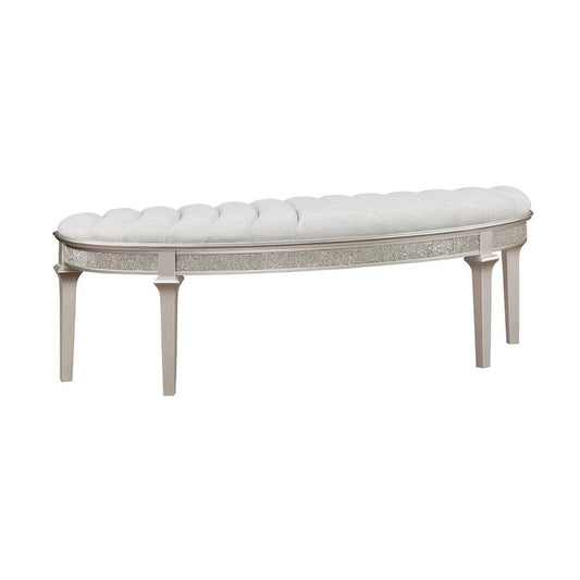 Rosarito Silver Oak and Ivory Upholstered Demilune Bench