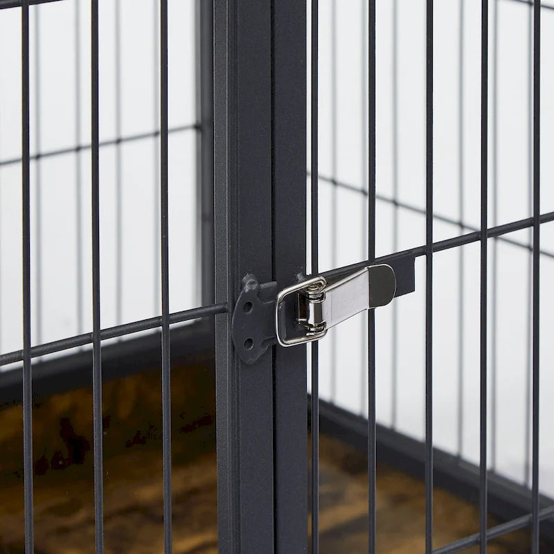 Furniture Style Dog Crate Side Table on Wheels with Double Doors and Lift Top,Rustic Brown,31.50 W x 22.05 D x 25 H.