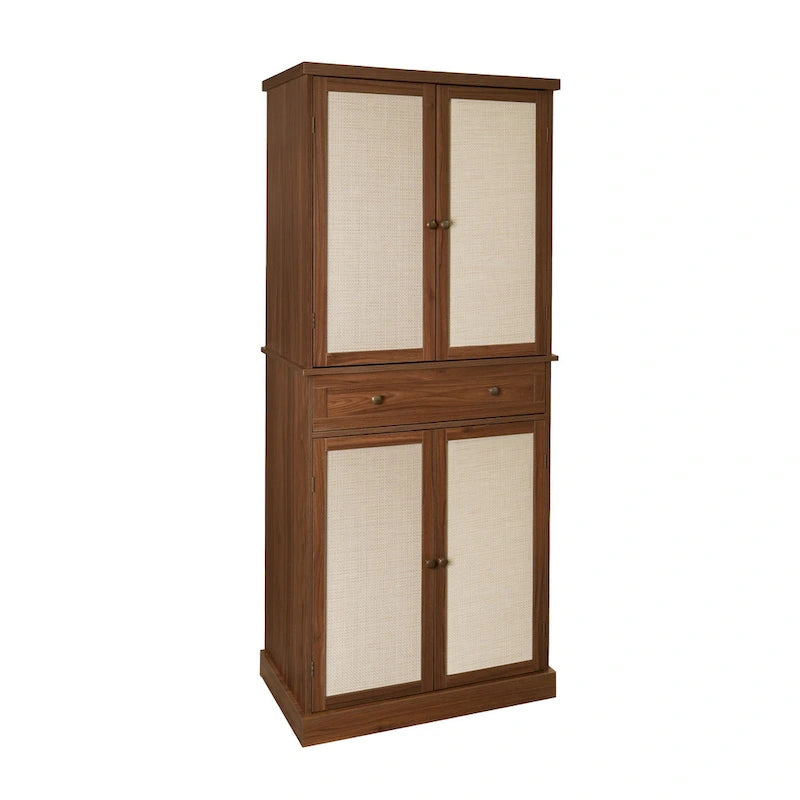 4 Door Cabinet with 1 Drawer, with 4 Adjustable Inner Shelves, Storage Cabinet