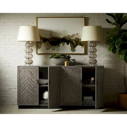 Rustic Grey Geometric 4-door Console