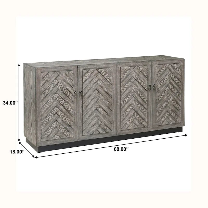 Rustic Grey Geometric 4-door Console
