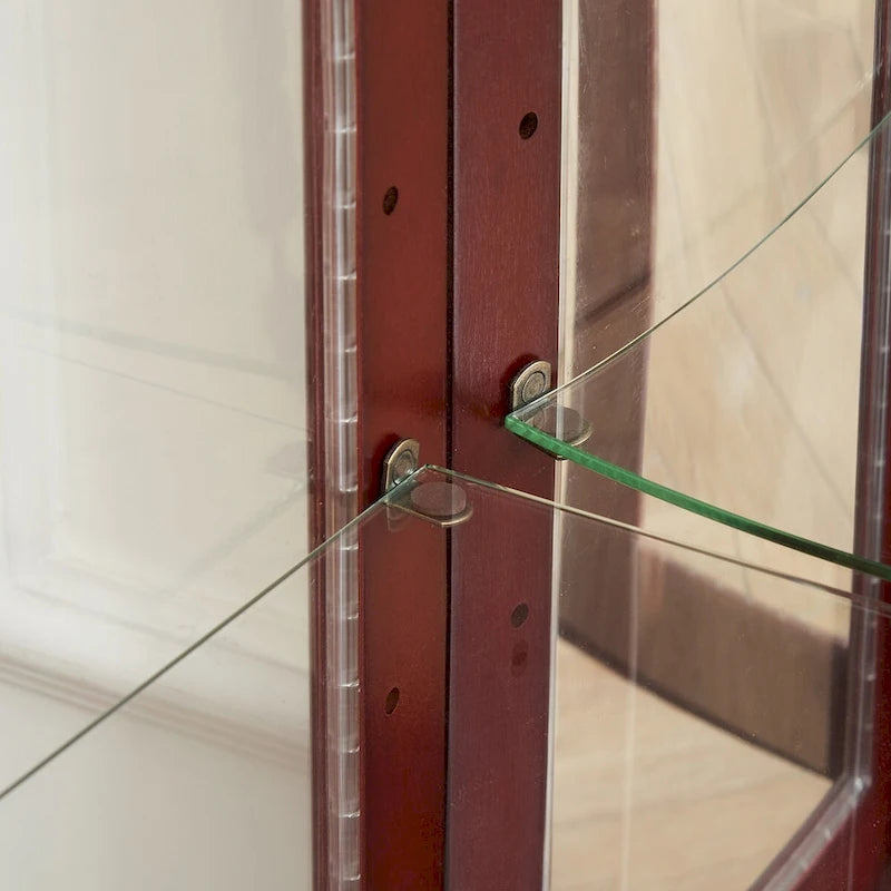 Lighted Curio Diapaly Cabinet,Adjustable Shelves,Mirrored Back Panel,Tempered Glass Doors (6 Tier),(E26 light bulb not included)