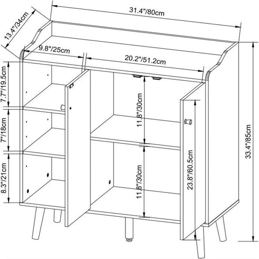 Storage Sideboard - 13.38D x 31.5W x 33.46H