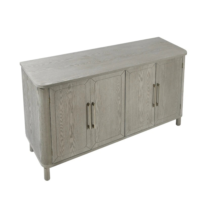 Four Door Sideboard Storage Cabinet With Curved Countertop