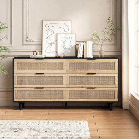 59.066-Drawers Rattan Storage Cabinet