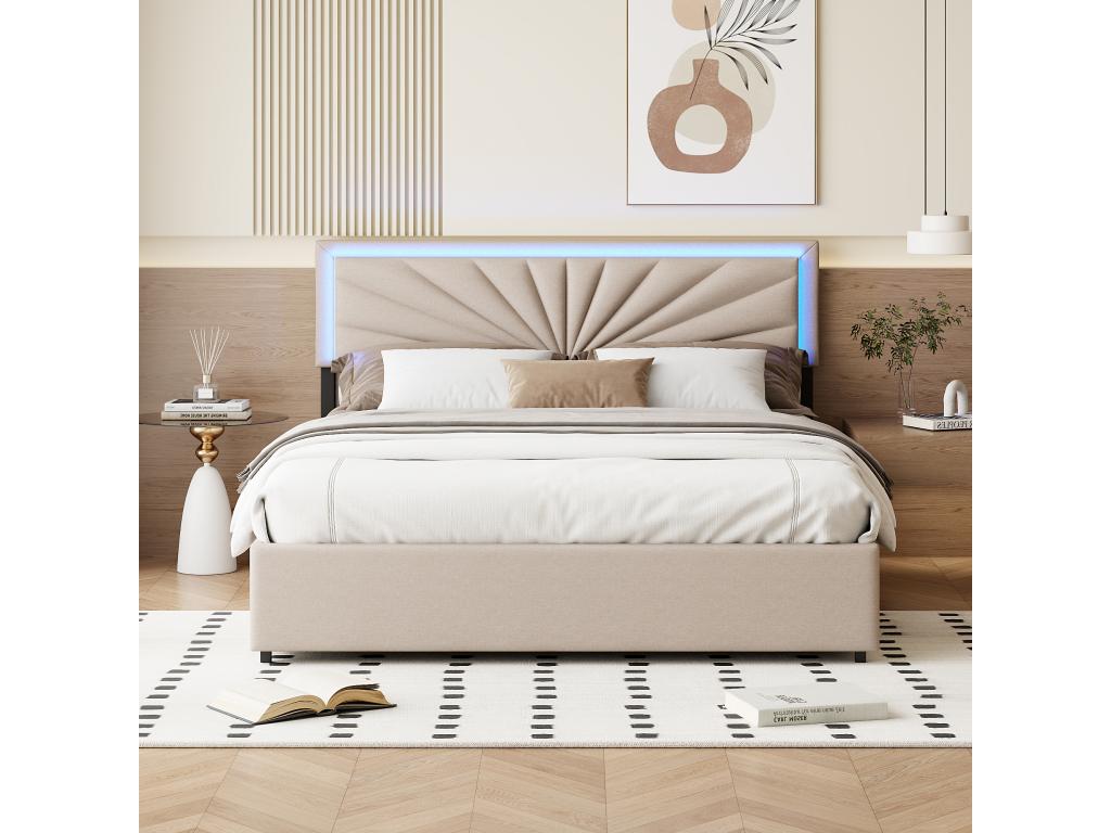 Beige Bed, 160 x 200 cm
