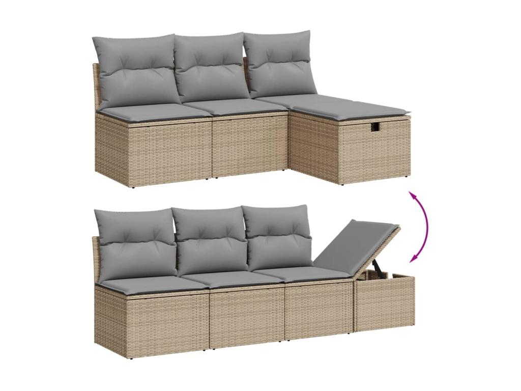 Beige Woven Resin Wicker Outdoor Furniture Set - dlz1766461095796