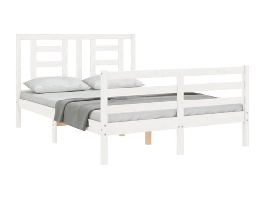 White Solid Wood Bed Frame, 140 x 200 cm - dlz1766461832485