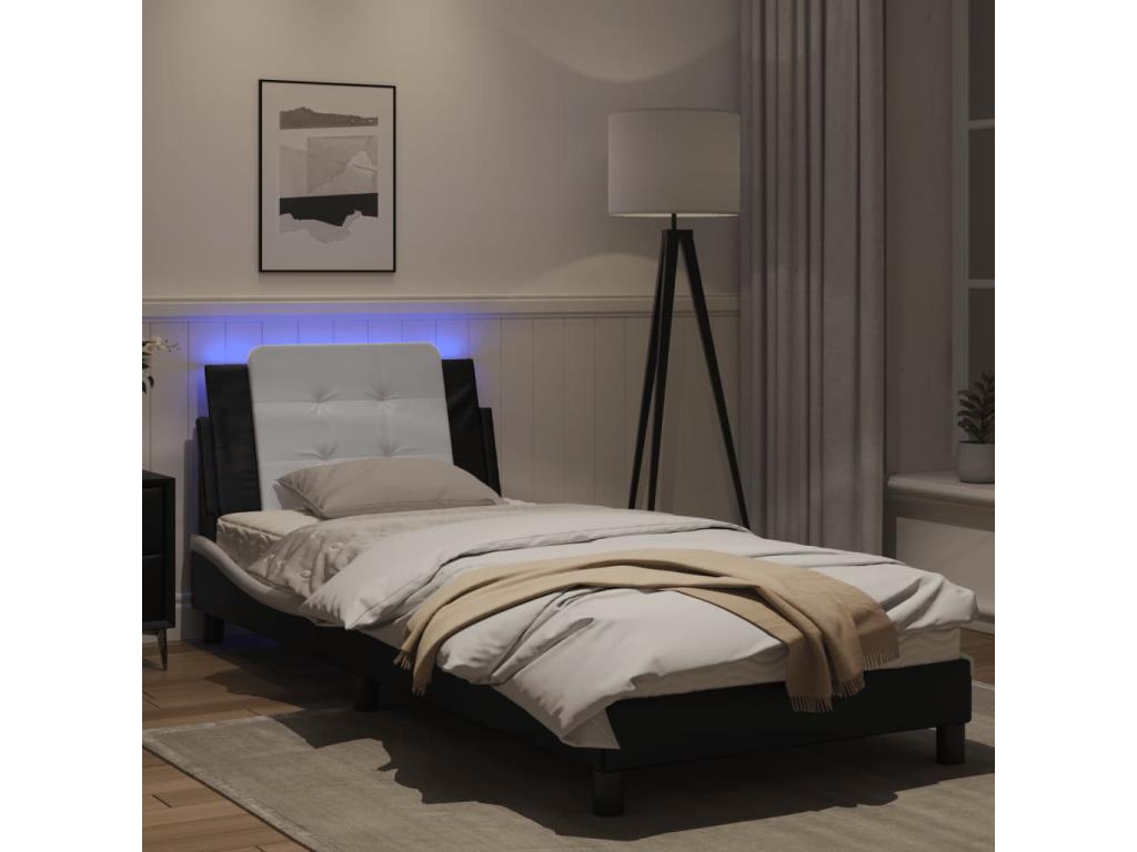 Black Faux Leather Bed Frame, 80 x 200 cm