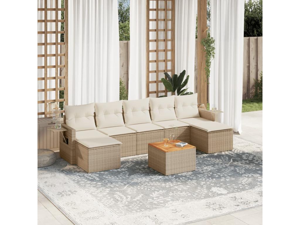 Beige Woven Resin Wicker Outdoor Furniture Set - dlz1766461335056