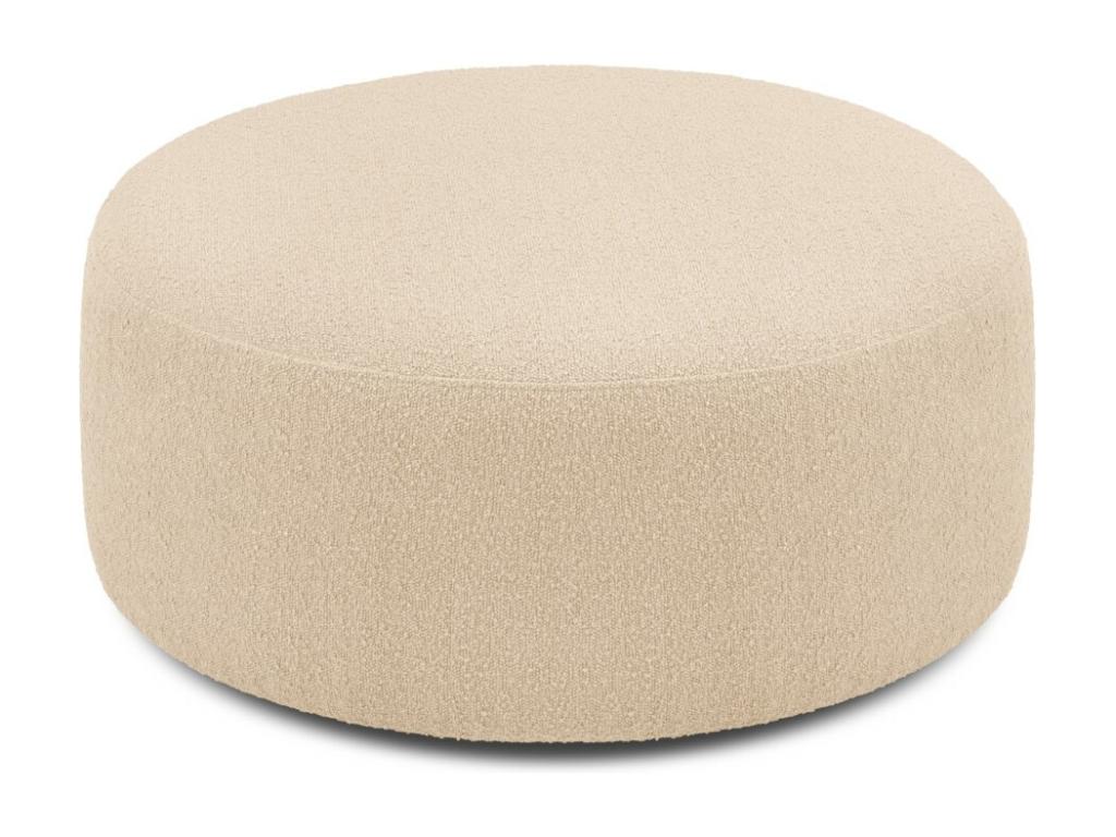 Beige Boucle Fabric Ottoman, 80 x 80 x 36 cm