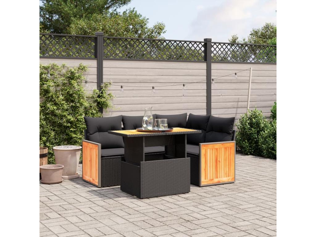 Black Woven Resin Wicker Outdoor Furniture Set - dlz1766461004273