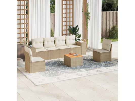 Beige Woven Resin Wicker Outdoor Furniture Set - dlz1766461864252