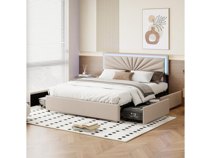 Beige Bed, 160 x 200 cm