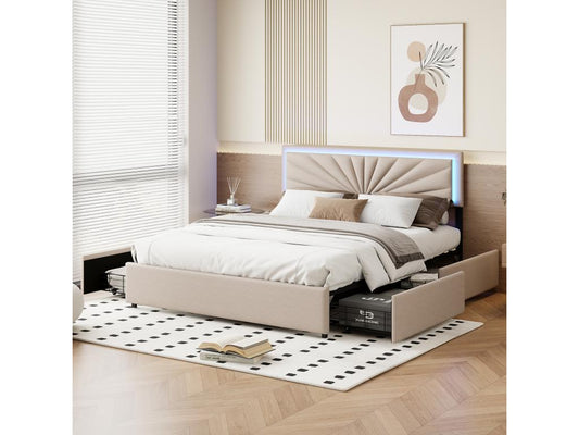 Beige Bed, 160 x 200 cm