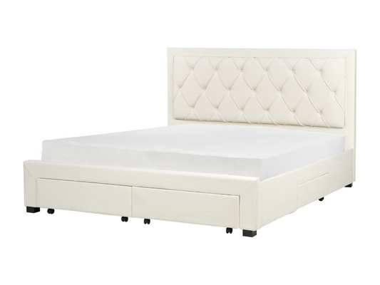 Beige Velvet Bed, 180 x 200 cm