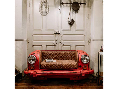 Red Metal Sofa, 157 x 68 x 68 cm