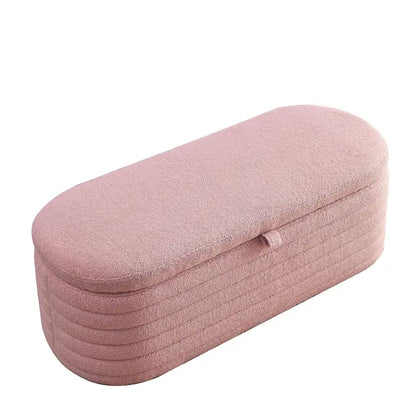 Teddy Fabric Upholstered Storage Bench End of Bed Stool with Safety Hinge