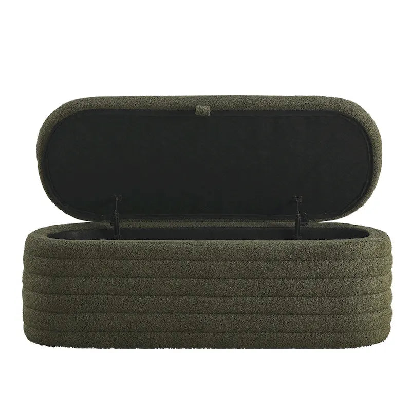 Teddy Fabric Upholstered Storage Bench End of Bed Stool with Safety Hinge