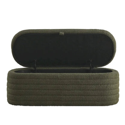 Teddy Fabric Upholstered Storage Bench End of Bed Stool with Safety Hinge