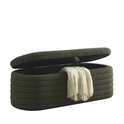 Teddy Fabric Upholstered Storage Bench End of Bed Stool with Safety Hinge