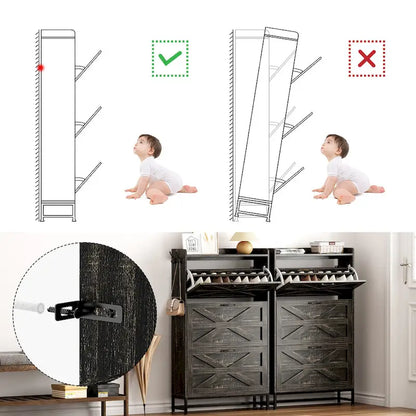 Shoe Cabinet, Entry Home Shoe Cabinet, Entrance Balcony Storage Cabinet, Large Capacity Shoe Rack, Grey