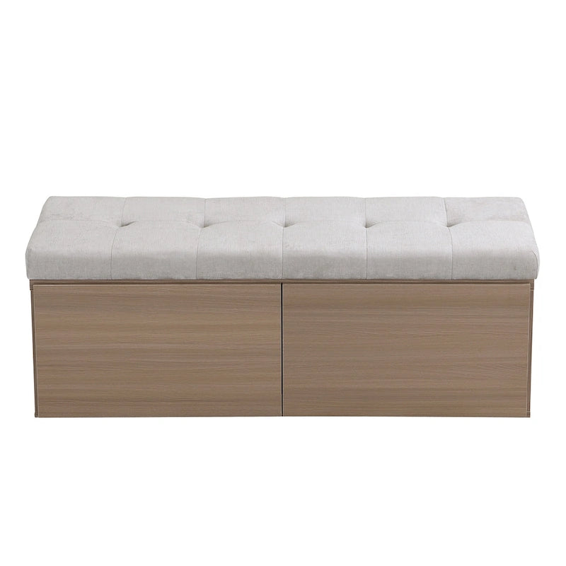 49 Shoe Storage Bench Entryway Shoe Cabinet Storage Ottoman with Padded Seat Cushion and Double Doors