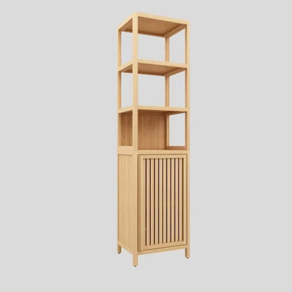 Storage Tall Slim Cabinet with Shutter Door and 3 Tier Shelves, Freestanding Linen Tower Cabinet