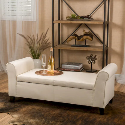 Danbury Armed Storage Bench with Birch Legs
