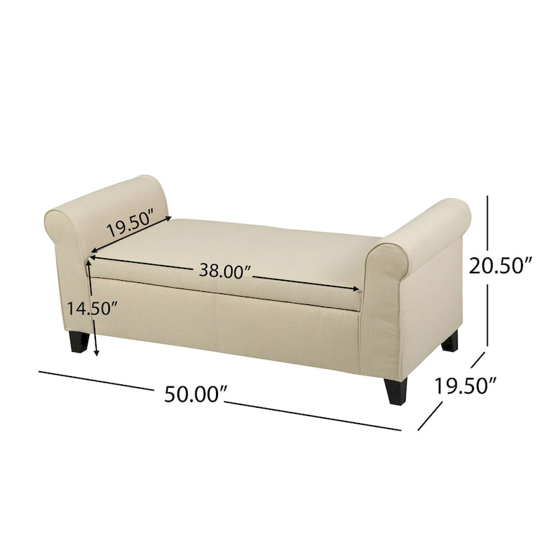 Danbury Armed Storage Bench with Birch Legs