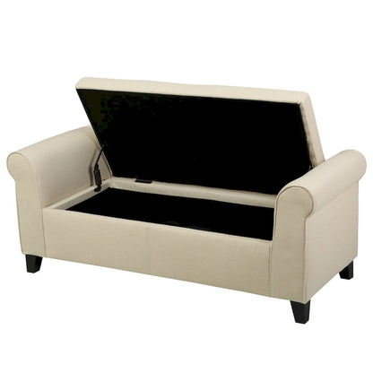 Danbury Armed Storage Bench with Birch Legs