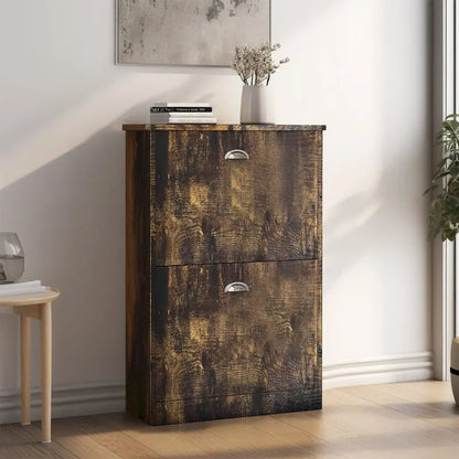 Shoe Cabinet,Hidden Slim Narrow Shoe Rack Cabinet with 2 Drawers for Entryway, Foyer,Hallway,Bedroom,Original Wood Color